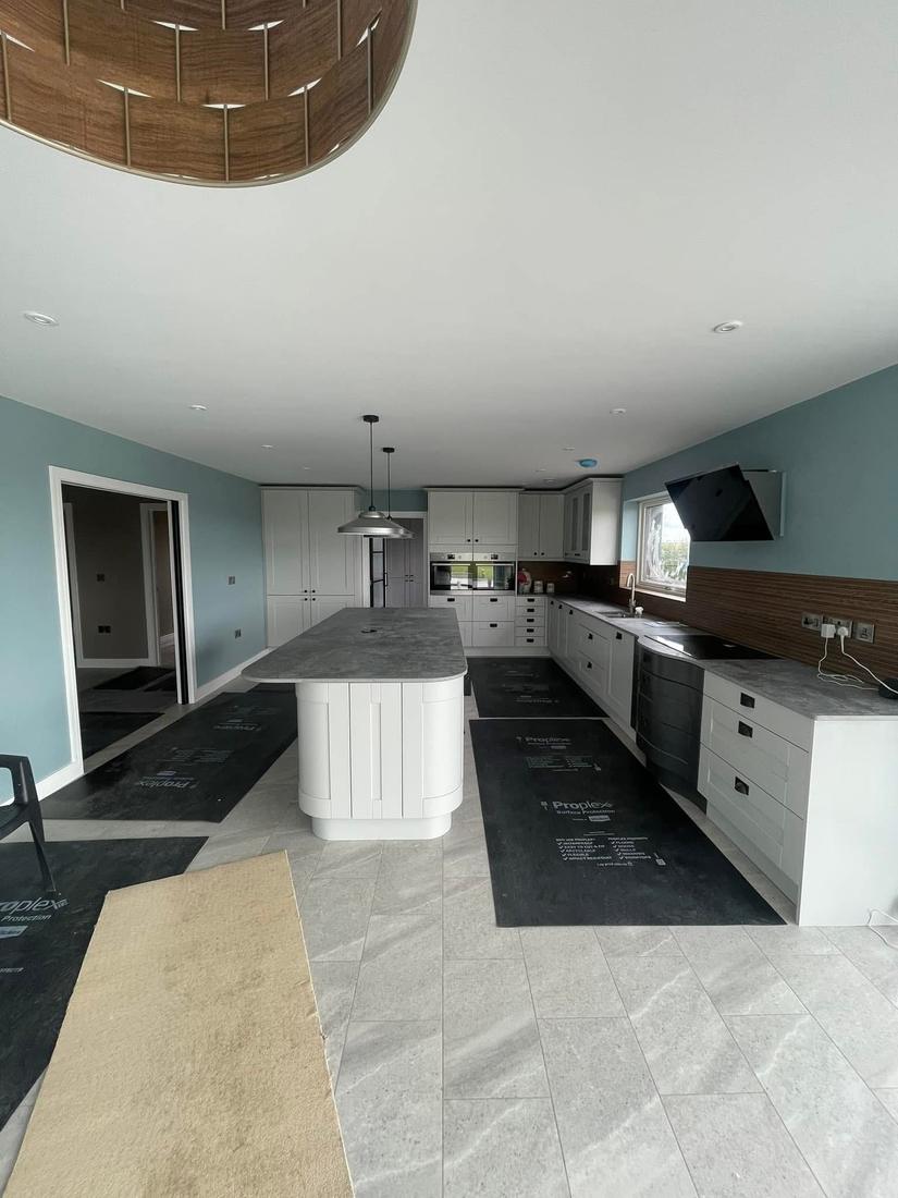 Kitchen island with stone worktop