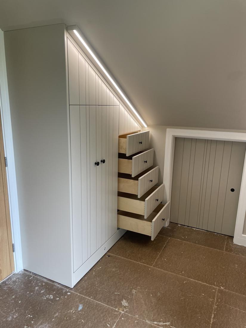 Bespoke step drawers with LED strip lighting